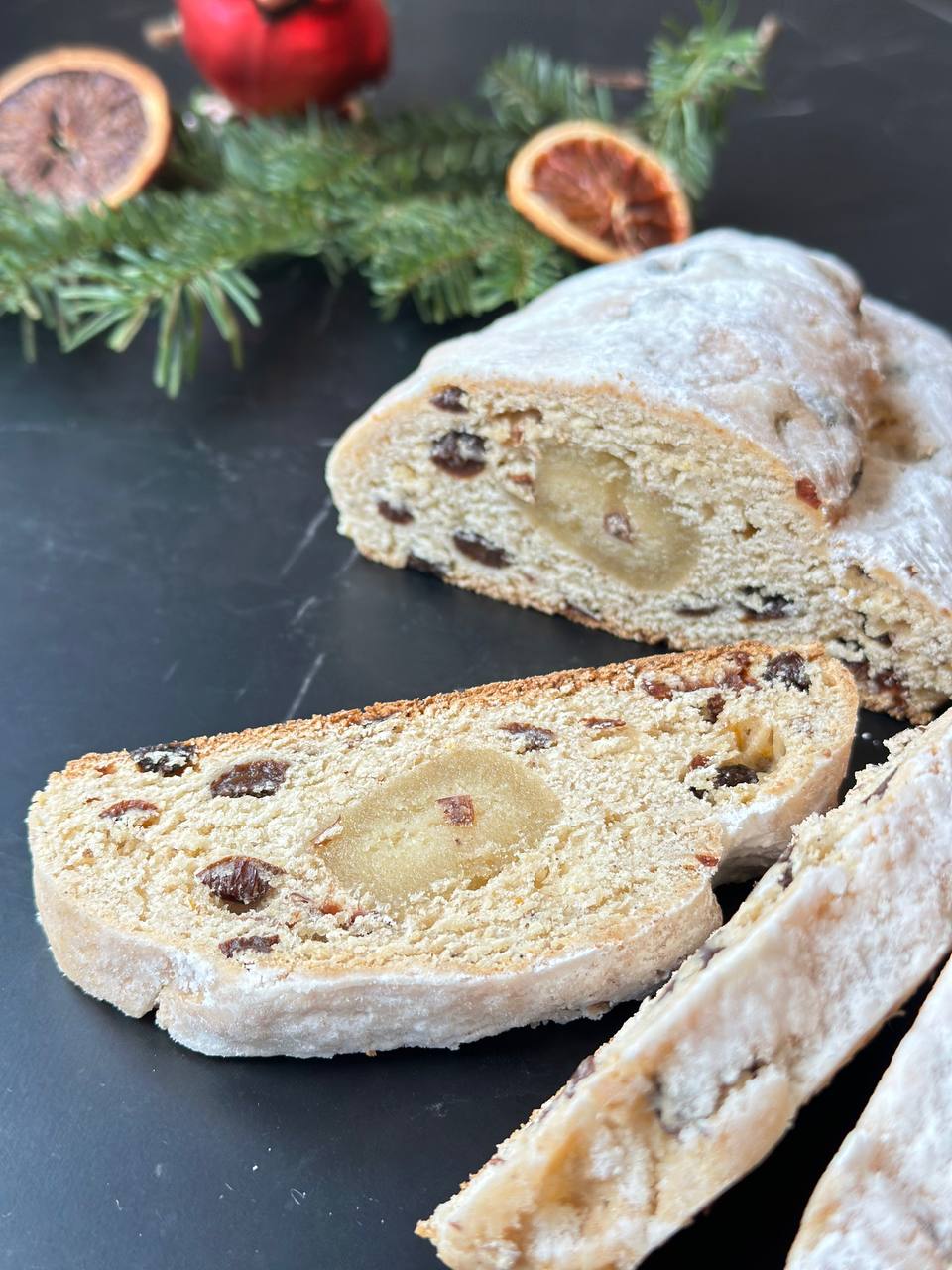 Stollen - Christmas cake-like Fruit & Nut Bread